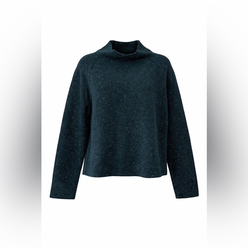 Eileen Fisher Organic Cotton Turtleneck Sweater Dark Green XXS Sustainable Desig